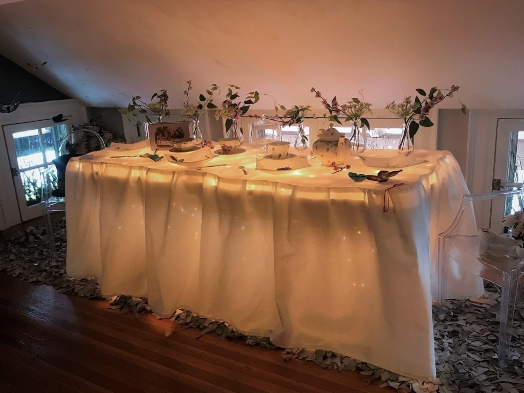 Glowing table set for tea party