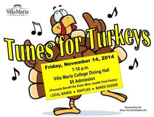 Tunes for Turkeys @ Dining Hall, Villa Maria College | Buffalo | New York | United States