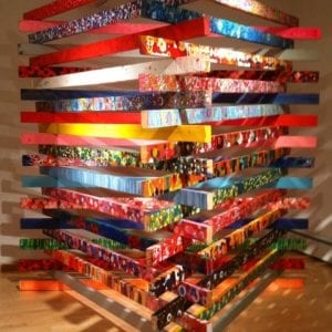 Stick Stack, on view as part of "Accumulate" at the Paul William Beltz Family Gallery, Villa Maria College. Photo From Ani Hoover's Instagram account. (@anihoover)