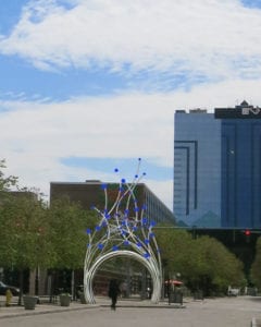 A superimposted image showing Niagara Falls' newest sculpture, to be created by Villa Maria College's assistant professor of interior design Jesse Walp