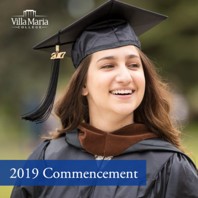 Commencement Graphic Smiling young woman with traditional graduation attire