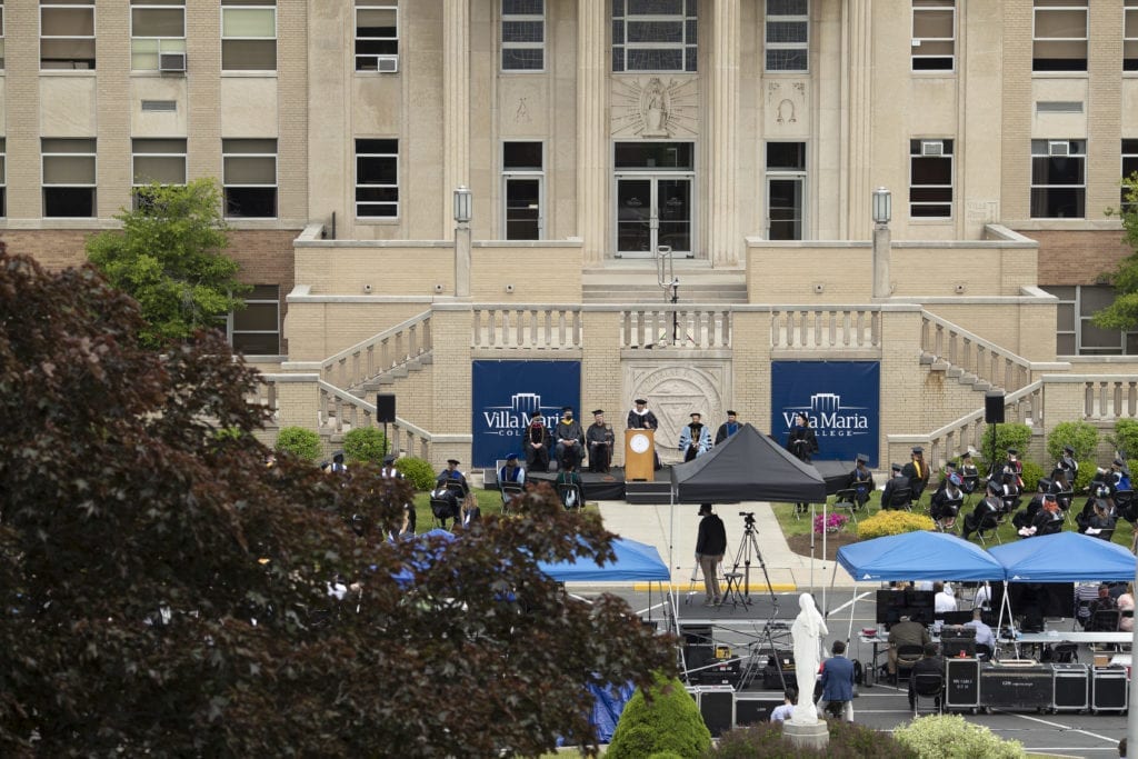 Villa Maria College's outdoor graduation ceremony